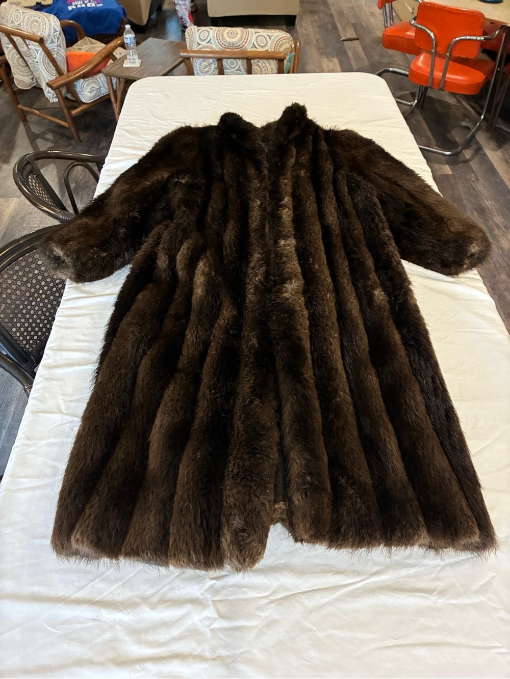 Vintage Thomas E. McElroy Brown Mink Fur Long Coat